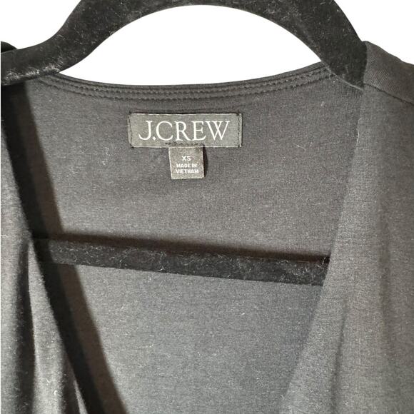 J. Crew Form‎ Knit Long Sleeve Wrap Top Black with Plaid Waist Tie XS Holiday - Picture 7 of 9